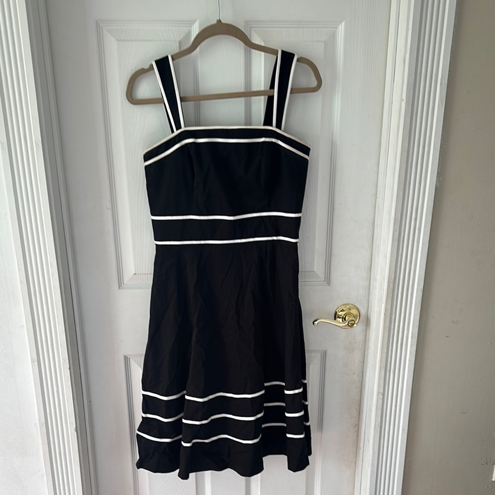 White House Black Market Black and White A-Line Midi Dress